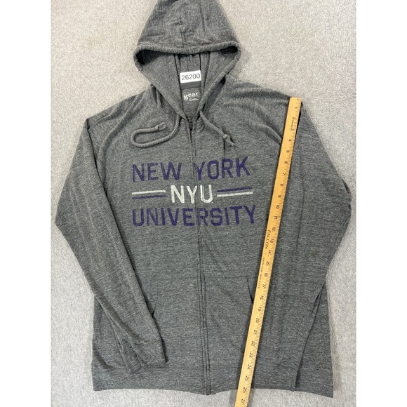 NYU Violets Screened Logo Light Weight Hoodie Jacket (Men's Large) Gray - Picture 5 of 12